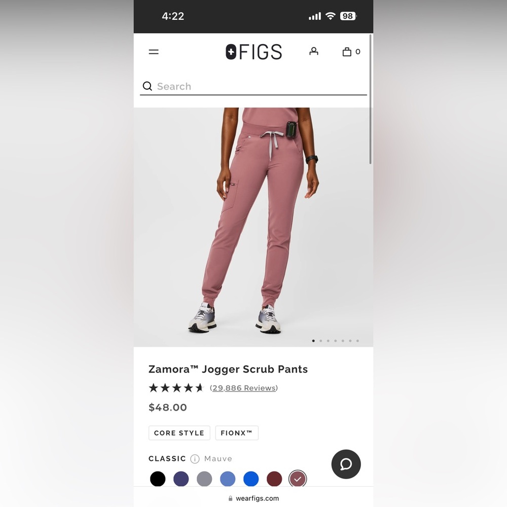 Mauve figs pants size S